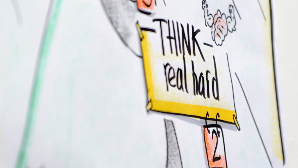 Think real hard paper drawing