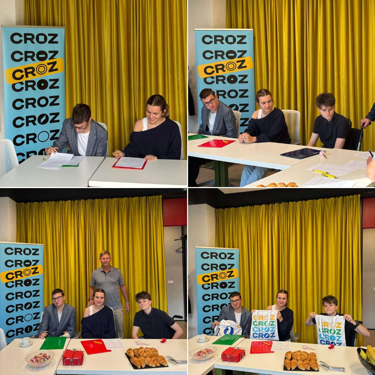 three students and croz ceo vjekoslav jadresic at the scholarship agreement signing ceremony