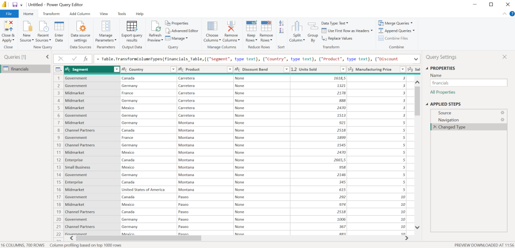 Power Bi editor view image