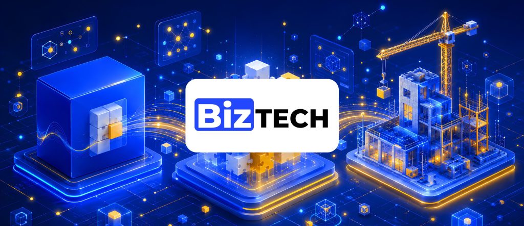modular AI asset bridging a standardized product and a custom-built project through reusable building blocks