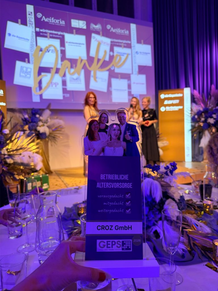 CROZ GmbH occupational pension award at the GEPS 2026 ceremony.
