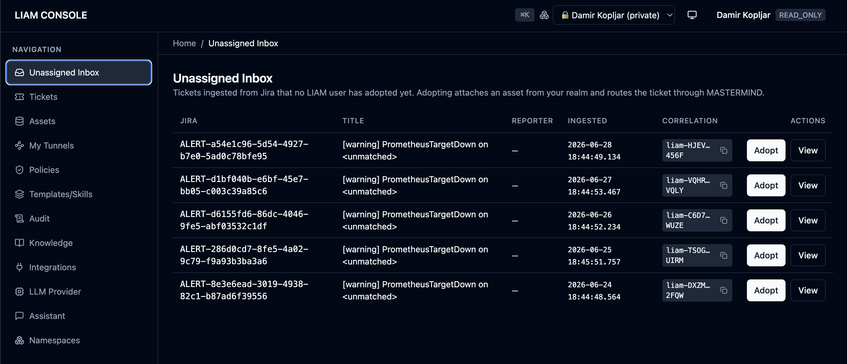 Carbon.operate supervised operations inbox
